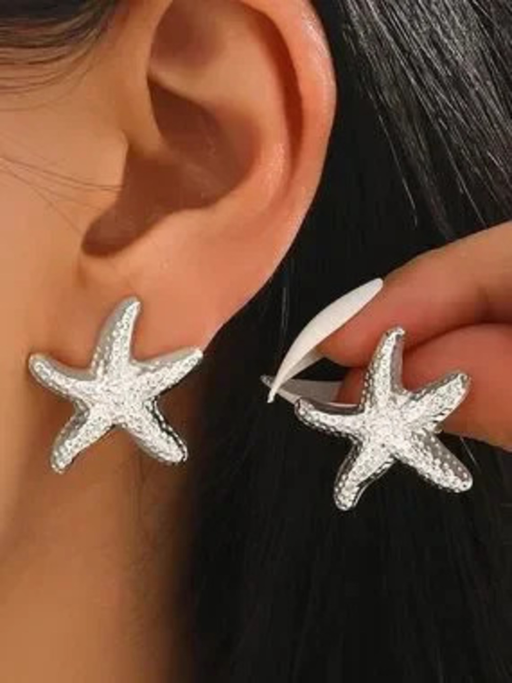 Anthropologie Hammered Silver Starfish Earrings